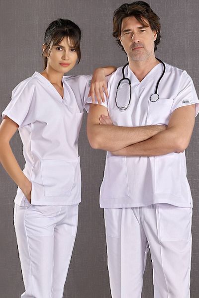 ÇİZGİ MEDİKAL Doctor Nurse Pantaloni albi de alpaca cu un singur fund