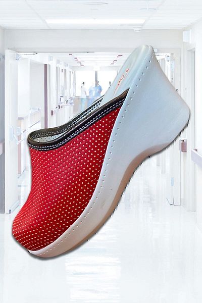 ÇİZGİ MEDİKAL Custom High Sole Red Sabo Slippers Orthopedic Doctor Nurse Hospital Slippers