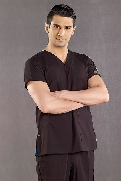 ÇİZGİ MEDİKAL Dr Greys Terikoton Tricou negru Doctor Nurse Tricou medical Costum chirurgical țesătură subțire (SUB-TOP)