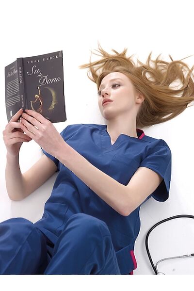 ÇİZGİ MEDİKAL Scrubs pentru picioare de jogger de lux albastru petrol - Set uniform Lycra