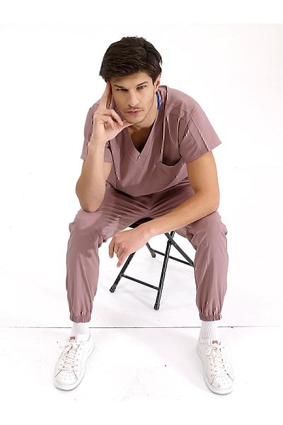 ÇİZGİ MEDİKAL Set uniform Lycra Dusty Rose