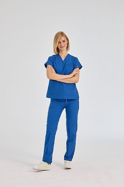 ÇİZGİ MEDİKAL Dr Greys Saks Blue Tericotton - Tricou pentru medic și asistentă, costum de chirurgie medicală, țesătură subțire