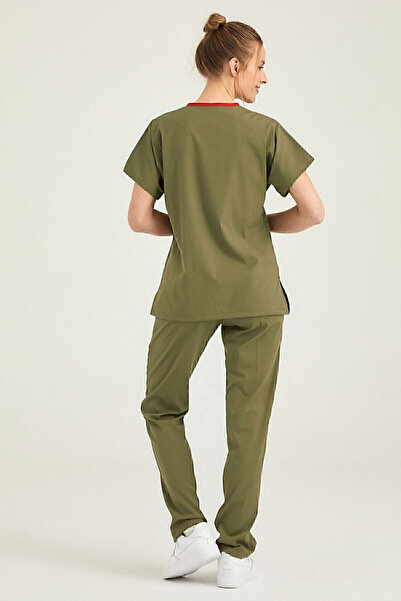 Pozitif Üniforma Khaki Lycra Nurse Jersey Bottom Top Surgical Team Scrubs Uniform Surgical Jersey