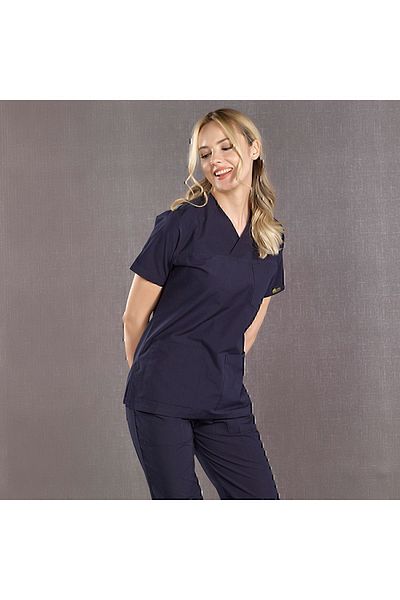 ÇİZGİ MEDİKAL Costum de chirurgie clasic bleumarin - Tricou pentru asistentă din țesătură subțire Tricou medical pentru medic