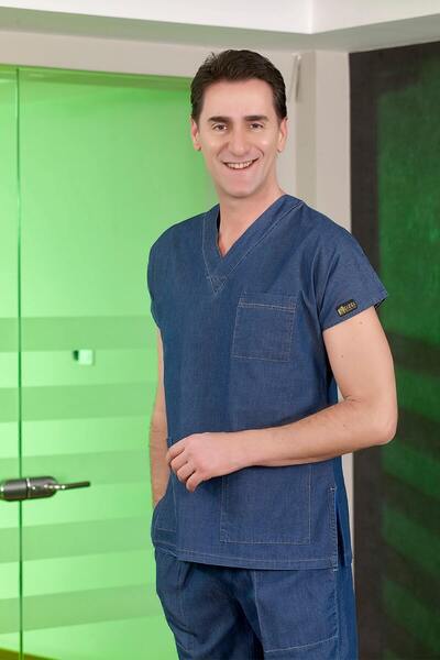 ÇİZGİ MEDİKAL Denim Blue Medijean Single Top Doctor Nurse Scrubs Jersey (țesătură denim autentică)