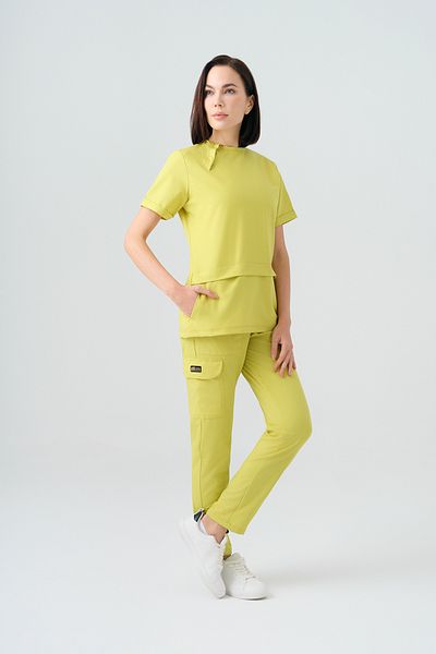 ÇİZGİ MEDİKAL Neon Green Zero Best Lycra Scrubs Costum Uniformă pentru medic și asistentă din țesătură elastică bidirecțională