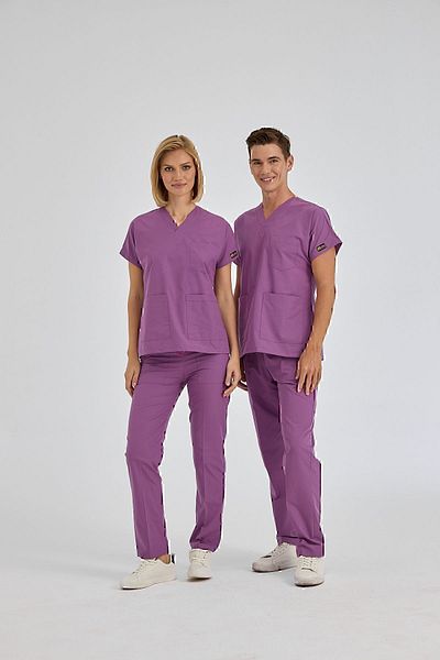 ÇİZGİ MEDİKAL Dr Greys Terikoton - Costum de chirurgie medicală din jerseu de asistentă violet, țesătură fină (SUB-TOP)