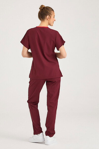 Pozitif Üniforma Burgundy Lycra Nurse Jersey Bottom Top Surgical Team Scrubs Uniform Surgical Jersey