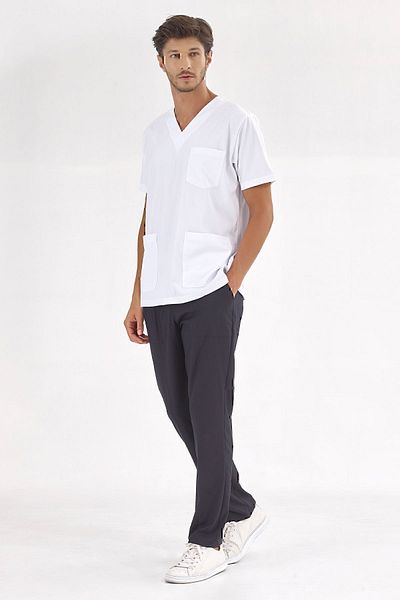 ÇİZGİ MEDİKAL Top cu fund alb bleumarin Silva Set Lycra de lux