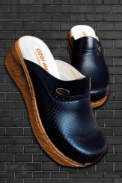 ÇİZGİ MEDİKAL Vivocolor Dark Blue Classic Women's Sabo Slippers Orthopedic Doctor Nurse Hospital Slippers