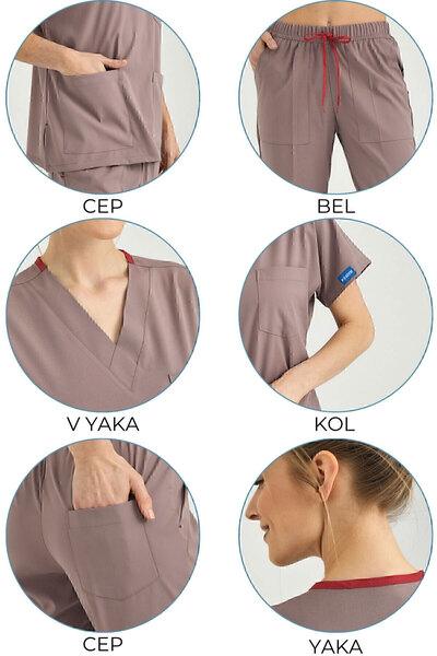 Pozitif Üniforma Dusty Rose Positive Lycra Surgical Suit - Scrubs Jersey (Bottom)