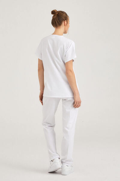 Pozitif Üniforma White Lycra Nurse Jersey Bottom Top Surgical Team Scrubs Uniform Surgical Jersey