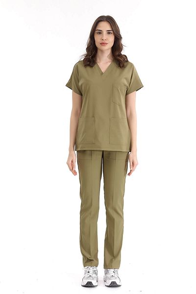 ÇİZGİ MEDİKAL Kaki de lux Lycra Greys Bottom Top Costum Doctor Uniformă Asistentă