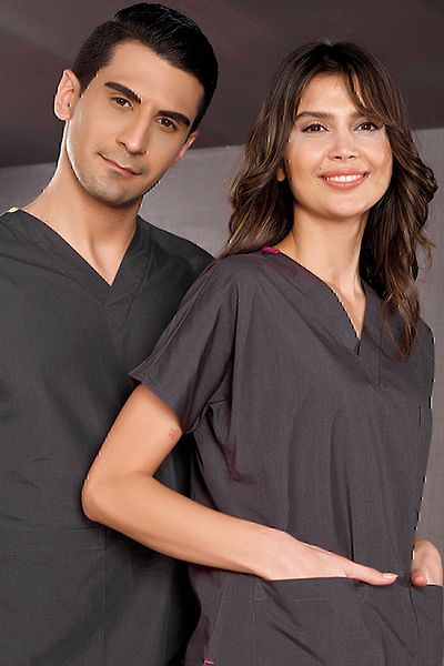 ÇİZGİ MEDİKAL Dr Greys Terikoton Tricou afumat pentru medic asistentă Tricou medical Costum chirurgical țesătură subțire (INFERIOR)