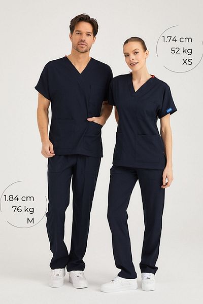 Pozitif Üniforma Navy Blue Lycra Nurse Jersey Bottom Top Surgical Team Scrubs Uniform Surgical Jersey
