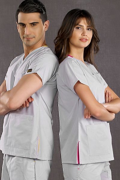ÇİZGİ MEDİKAL Dr Greys Terikoton Gri Doctor Asistentă Tricou Tricou medical Costum chirurgical țesătură subțire (SUB-TOP)