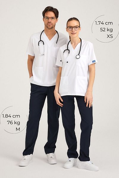 Pozitif Üniforma Top White Bottom Navy Blue Lycra Nurse Jersey Bottom Top Surgical Team Scrubs Uniform Surgical Jersey