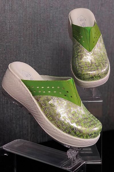 ÇİZGİ MEDİKAL Gold Plus Shining Cities Green Women's Sabo Slippers Orthopedic Doctor Nurse Hospital