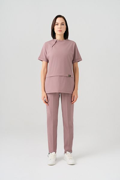 ÇİZGİ MEDİKAL Dusty Rose Zero Best Lycra Scrubs Costum Uniformă pentru medic și asistentă din țesătură elastică bidirecțională