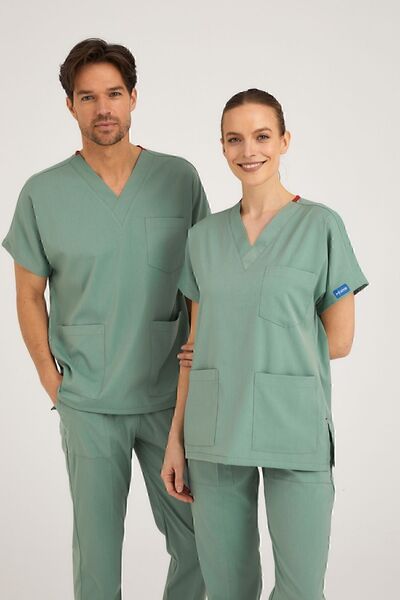 Pozitif Üniforma Mint Green Lycra Nurse Jersey Bottom Top Surgical Team Scrubs Uniform Surgical Jersey