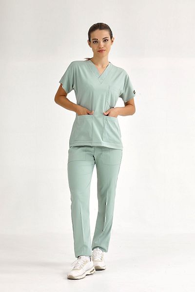 ÇİZGİ MEDİKAL Set uniformă de lux Lycra de înaltă calitate verde mentă