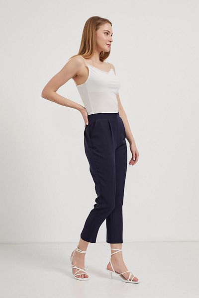 Arma Life Women's Skinny Leg Side Pocket Classic Navy Fabric Trousers