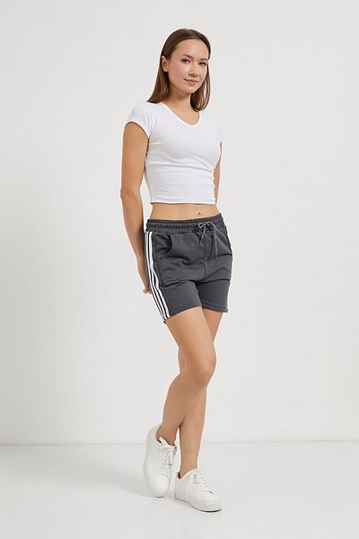 Arma Life Mini pantaloni scurți de damă cu talie elastică și dungi laterale afumate