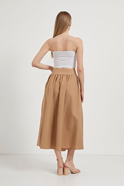 Arma Life Fusta lungă maro pliată premium cu fermoar pentru femei