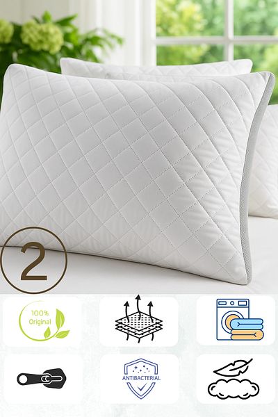 Skyes Home 2 Air Conditioned Anti-Sweat Pillows 50×70 – Ultra Plump Bead Silicone, Antiallergic, Zippered