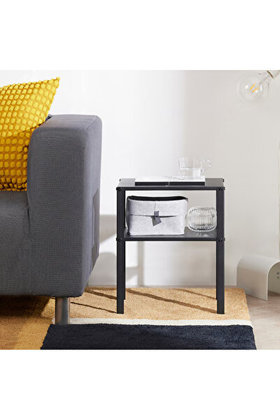 TRINAR Minimalist Nightstand for Bedroom, Living Room, Black, Lightweight, Easy Assembly