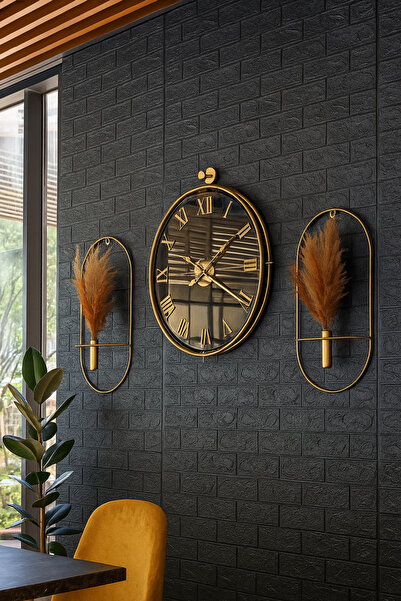 Mgs DUVAR SAATİ mobilya TİNATTİ GOLD ROMA BRONZ AYNALI SET ÇİÇEKLİK not: pamp...