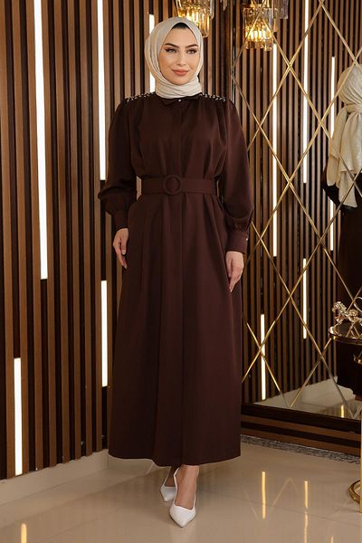 Modamihram Kleid mit Gürtel und Steindetail