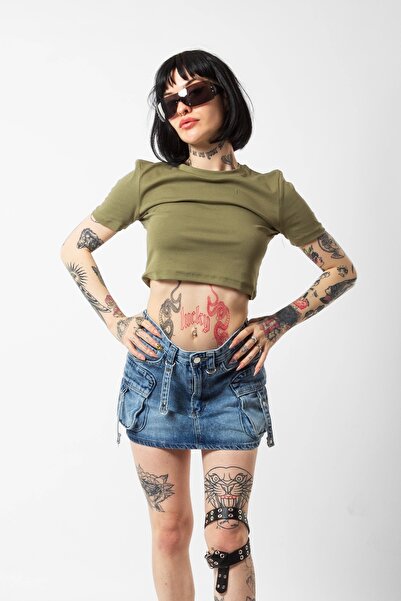 Bak Moda Футболка Haki Crop - Преміум тканина