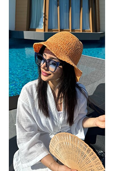 Luminos Butik Помаранчева імпортна ручна плетена солом'яна капелюх Hsr2083