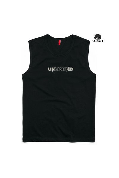 Cottonland Tricou pentru bărbați UNLIMITED, cu croială normală, cu decolteu O, din bumbac pieptănat, NEGRU