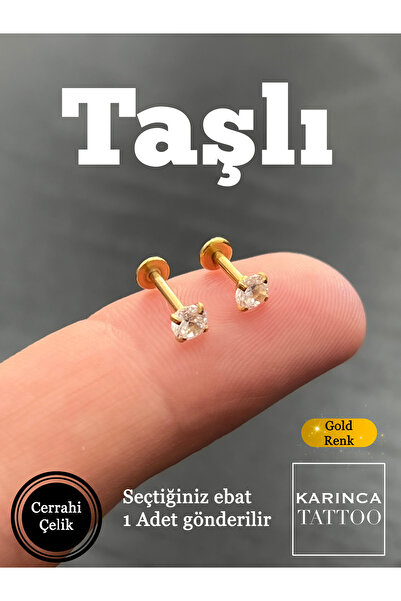 Karınca Piercing Taşlı Piercing Gold veya Gümüş Dudak Kıkırdak Helix Conch Flat Kulak Burun Labret Tragus Piercing