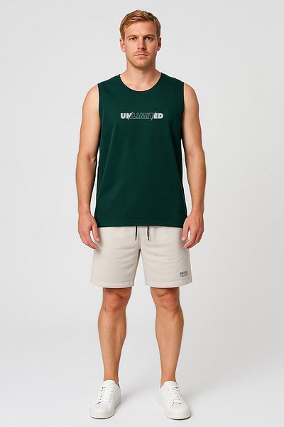 Cottonland Ανδρικό UNLIMITED Normal Cut O Neck Single Jersey Χτενισμένο Μονό ΣΚΟΥΡΟ ΠΡΑΣΙΝΟ