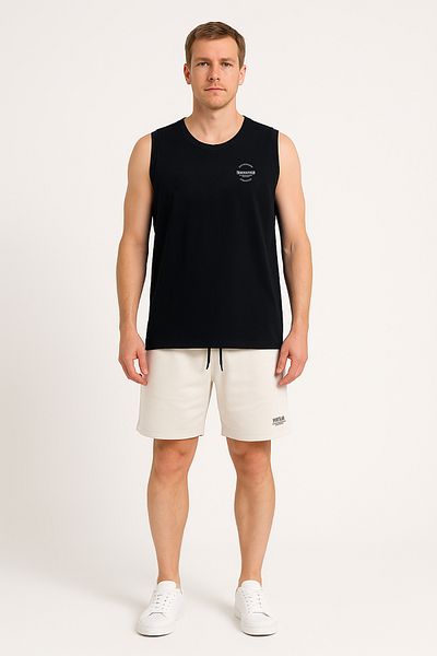 Cottonland Ανδρικό FIELD Normal Cut O Neck Single Jersey Χτενισμένο Βαμβακερό Αθλητής ΜΑΥΡΟ
