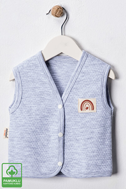 Miniel 3-6-9 Months Unisex Baby Quilted Vest Set - Organic Cotton, Crest Detail