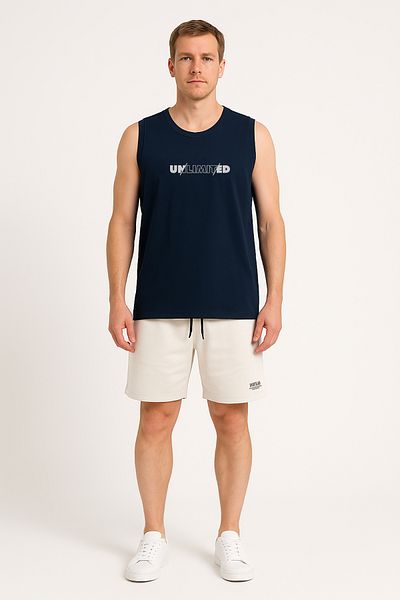 Cottonland Ανδρικό UNLIMITED Normal Cut O Neck Single Jersey Χτενισμένο Μονό ΣΚΟΥΡΟ ΜΠΛΕ
