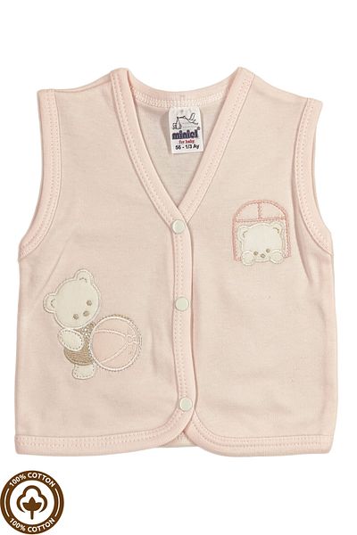 Miniel 3-piece Unisex Baby Vest Set - Teddy Bear Embroidered, Organic Cotton, 3-6-9 Months