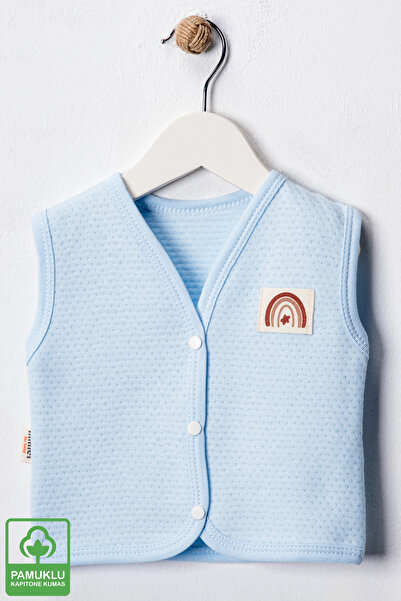 Miniel 3-6-9 Months Unisex Baby Quilted Vest Set - Organic Cotton, Crest Detail