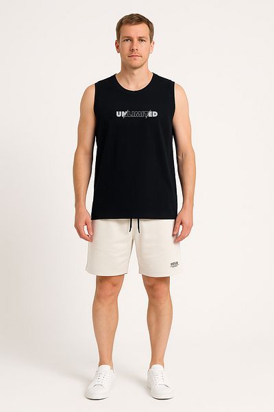 Cottonland Tricou pentru bărbați UNLIMITED, cu croială normală, cu decolteu O, din bumbac pieptănat, NEGRU