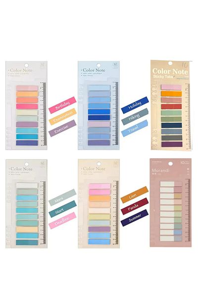NaSaDAN Leaf Transparent Pastel Tones - 1200 Model Postit Note Set, 6 Pieces