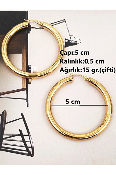 Siya Silver Tarnish Stainless Steel Lightweight Thick Hoop Earrings-5 cm