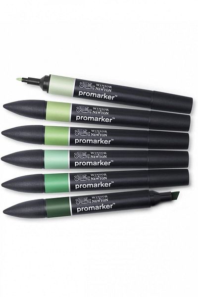 Winsor Newton وينسور آند نيوتن بروماركر - 6 قطع من الألوان الخضراء