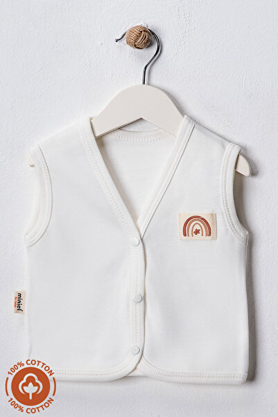 Miniel Unisex Baby Crest Detailed Organic Cotton 3-6-9 Months 2-Piece Combed Cotton Baby Vest Set