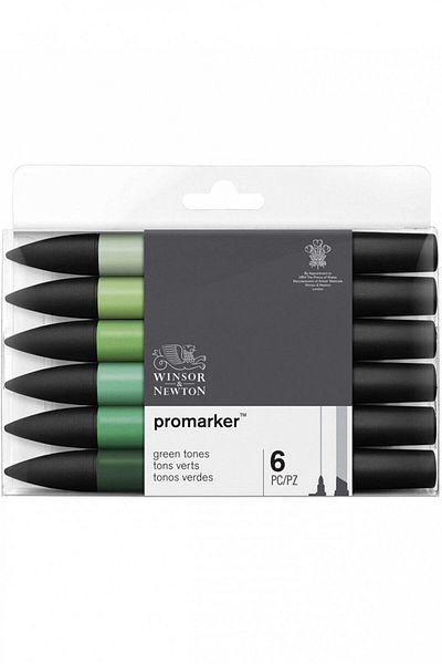 Winsor Newton وينسور آند نيوتن بروماركر - 6 قطع من الألوان الخضراء