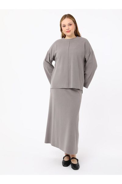 ALİA Κοστούμι φούστας Soft Textured Plus Size - Σκούρο γκρι - Alia
