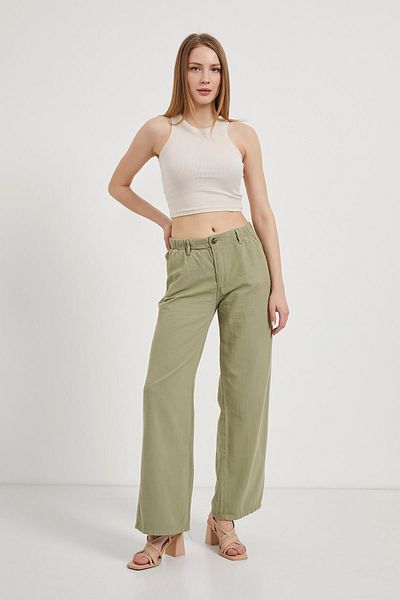 Arma Life Pantaloni Palazzo kaki cu talie elastică pentru femei